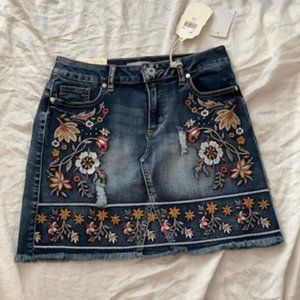 Altar'd State XS Floral Denim Skirt